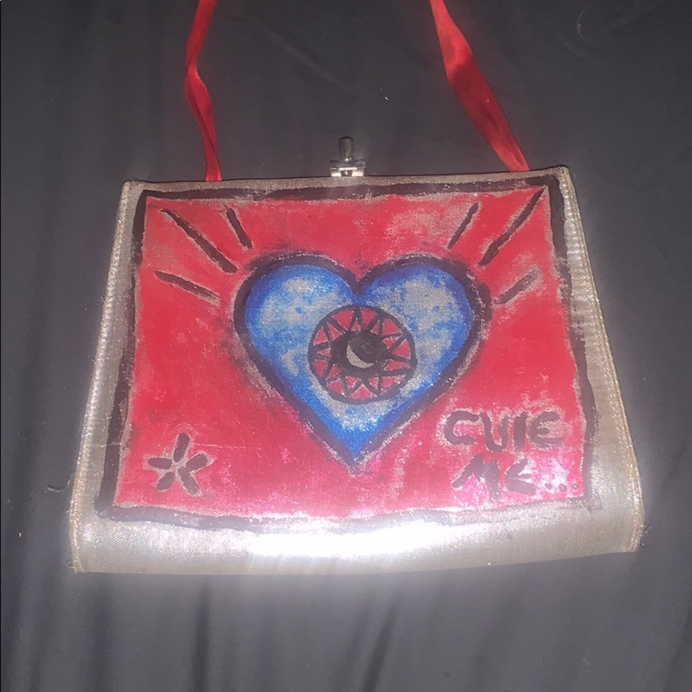 Hand painted “The Cure” band purse vintage